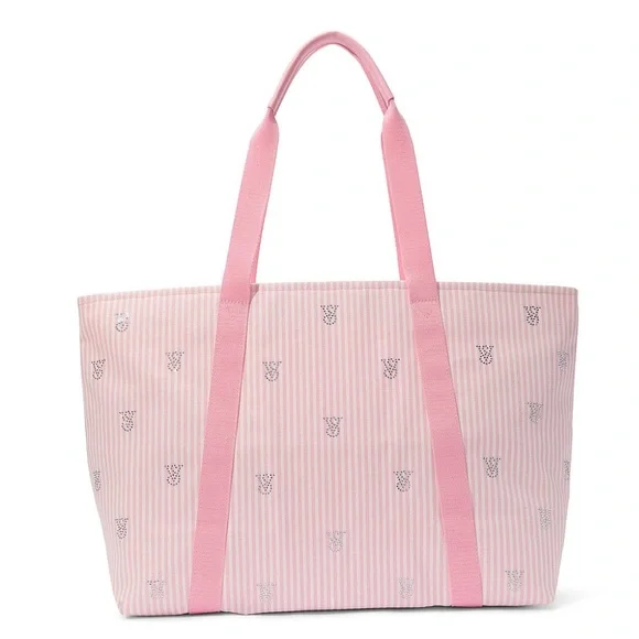 Victoria's Secret Heritage Stripe/Bling Tote Bag w/ "VS" logo in rhinestones - Picture 2 of 6